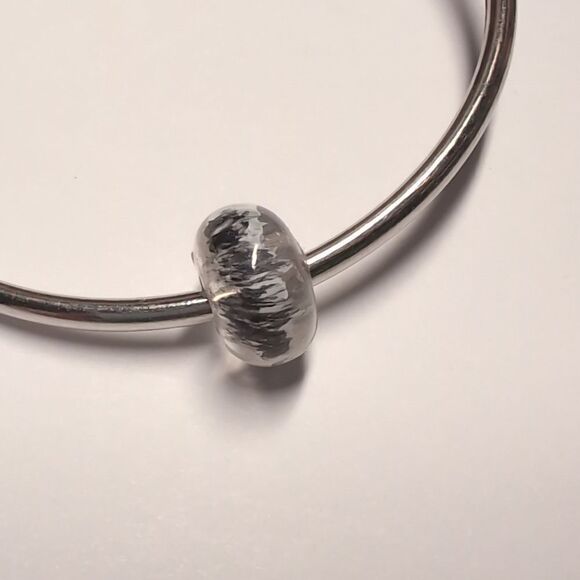 Clear with Black‎ and White Glass Charm for Pandora Style Bracelet - Picture 1 of 3